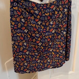 Madewell Navy Floral Mini Skirt with Button Detail